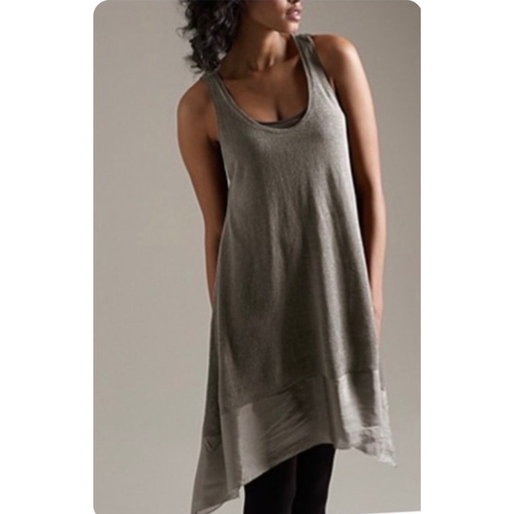 Eileen Fisher Women's XL Gray Linen Silk Sleeveless Tunic Top Asymmetrical